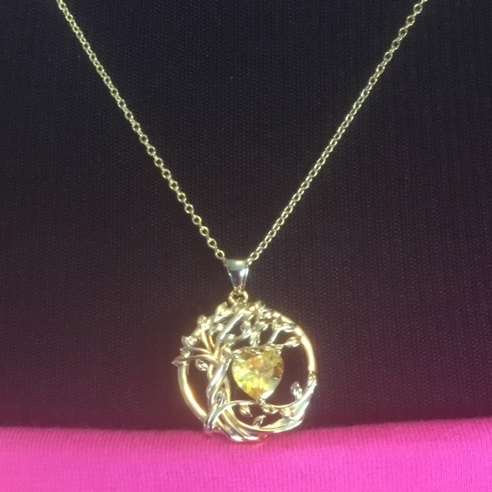 Fancime Tree of Life Heart Birthstone Necklace Fanci Me Sterling Citrine NEW - Picture 9 of 16